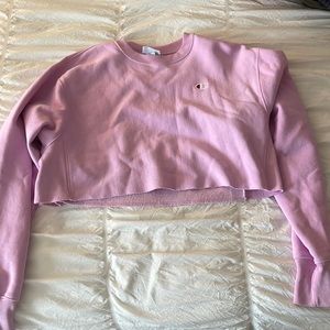 light purple cropped champion crew neck